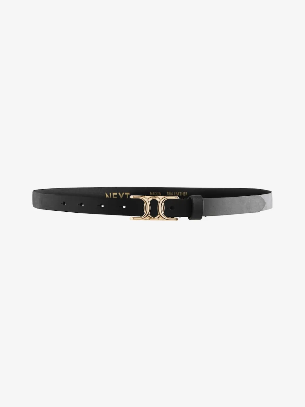 Zwart - Statement, smalle leren riem met gesp
