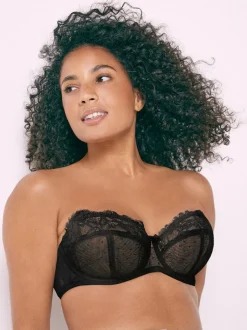 Zwart - Strapless beha zonder vulling in cup DD+