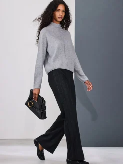 Zwart - Striped Flared Trousers