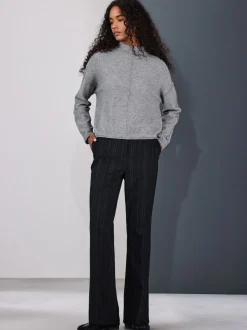 Zwart - Striped Flared Trousers