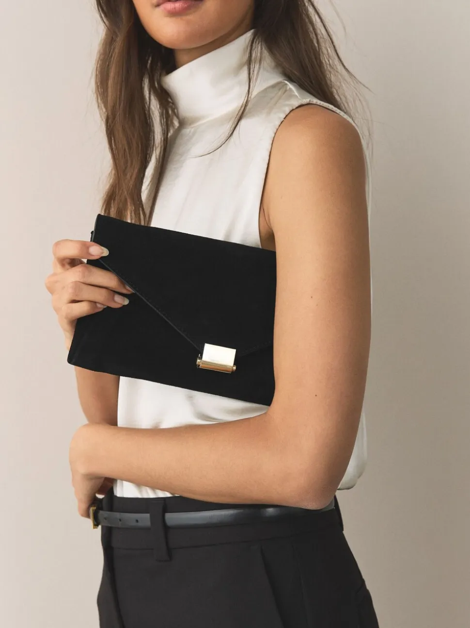 Zwart - Suède clutch