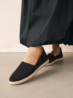 Zwart - Suède espadrilles met dichte neus