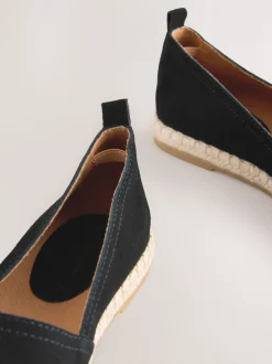 Zwart - Suède espadrilles met dichte neus