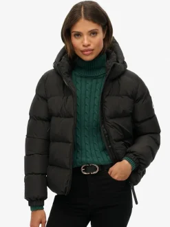 Zwart - Superdry - Gewatteerd sportjack met capuchon