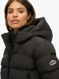 Zwart - Superdry - Gewatteerd sportjack met capuchon