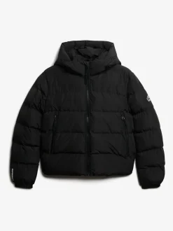 Zwart - Superdry - Gewatteerd sportjack met capuchon