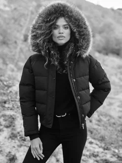 Zwart - Superdry Everest bomberjack met capuchon
