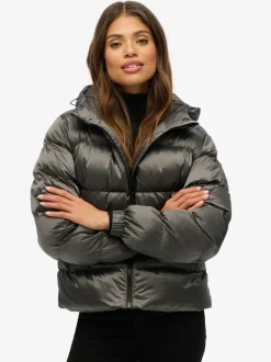 Zwart - Superdry luxe sport pufferjack met capuchon