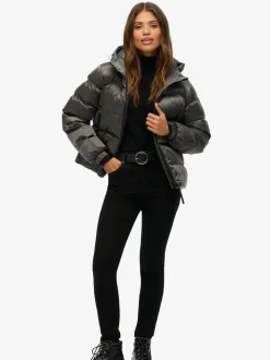 Zwart - Superdry luxe sport pufferjack met capuchon