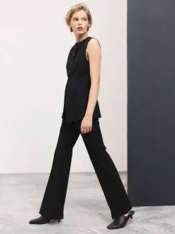 Zwart - Tailored Bootcut Trousers With Wool