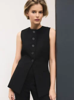 Zwart - Tailored Waistcoat With Wool