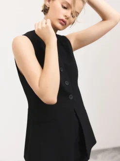 Zwart - Tailored Waistcoat With Wool