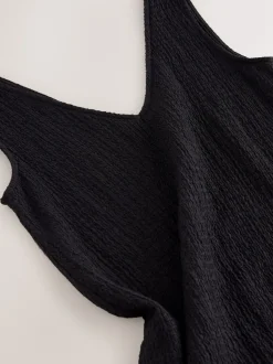 Zwart - Textured Jersey Slip Dress
