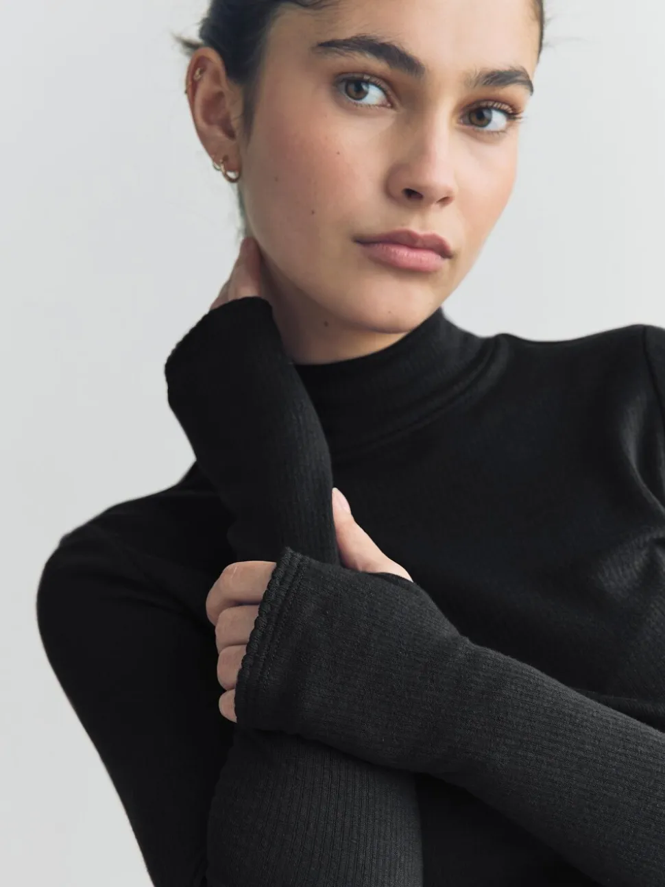 Zwart - Thermal Maximum Warmth Cosy Ribbed Roll Neck Top