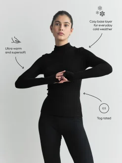 Zwart - Thermal Maximum Warmth Cosy Ribbed Roll Neck Top