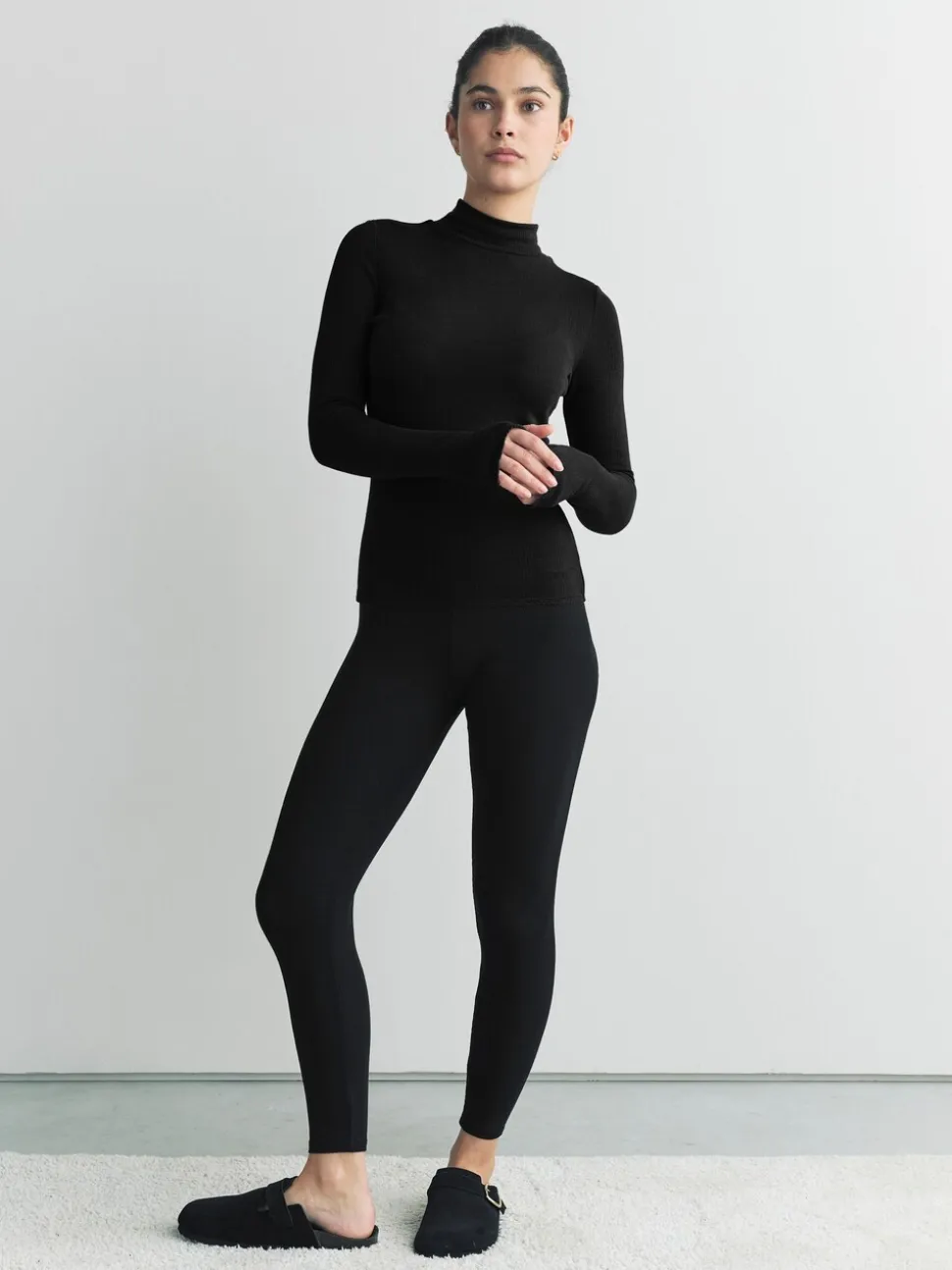 Zwart - Thermal Maximum Warmth Cosy Ribbed Roll Neck Top