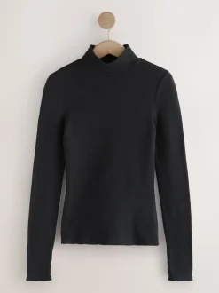 Zwart - Thermal Maximum Warmth Cosy Ribbed Roll Neck Top