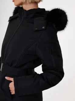 Zwart - Threadbare - Gewatteerde ski-jas met riem