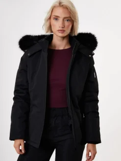 Zwart - Threadbare - Gewatteerde ski-jas met riem