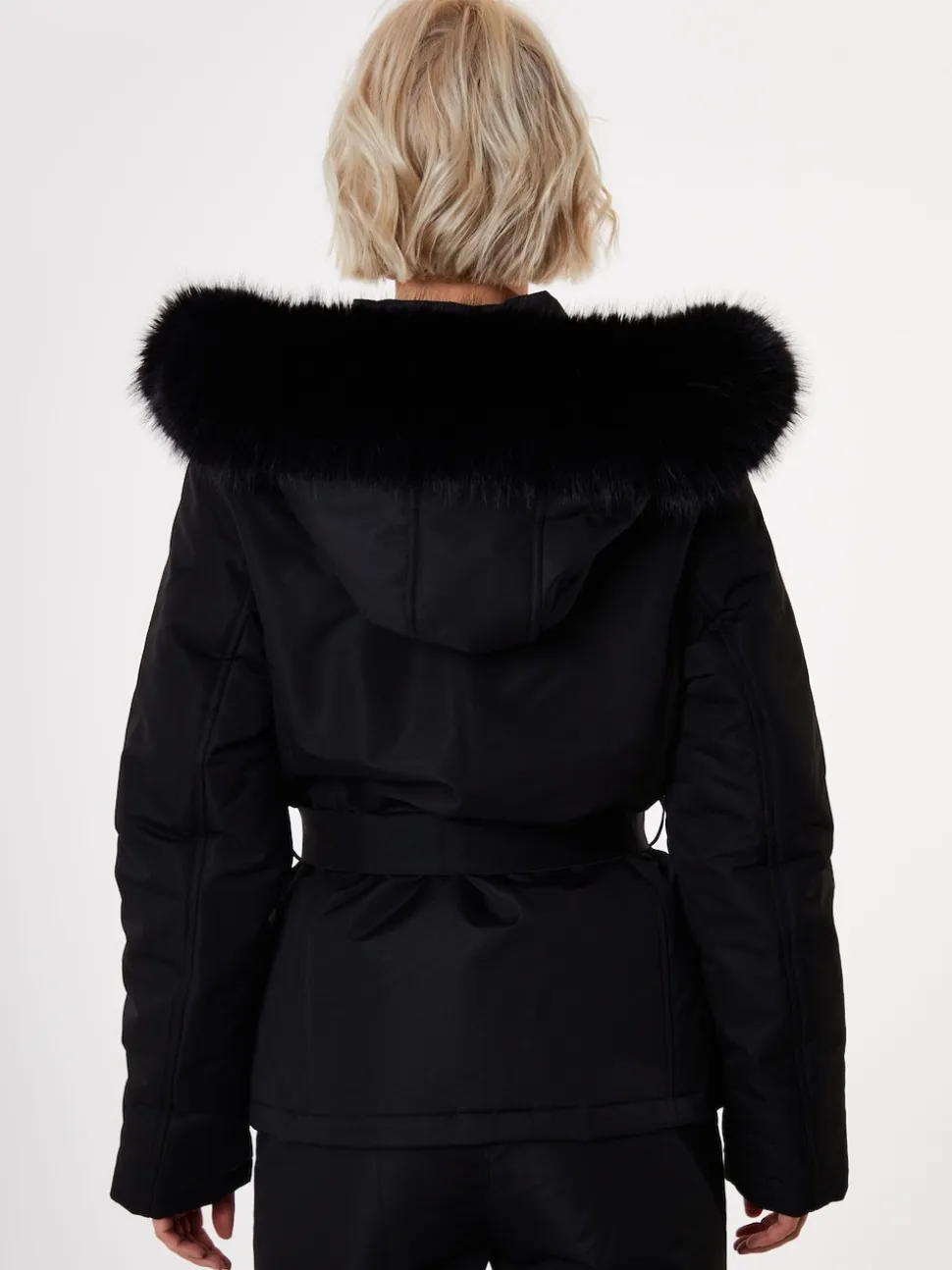 Zwart - Threadbare - Gewatteerde ski-jas met riem