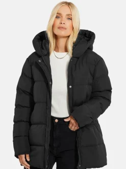 Zwart - Threadbare - Gewatteerd jack met capuchon