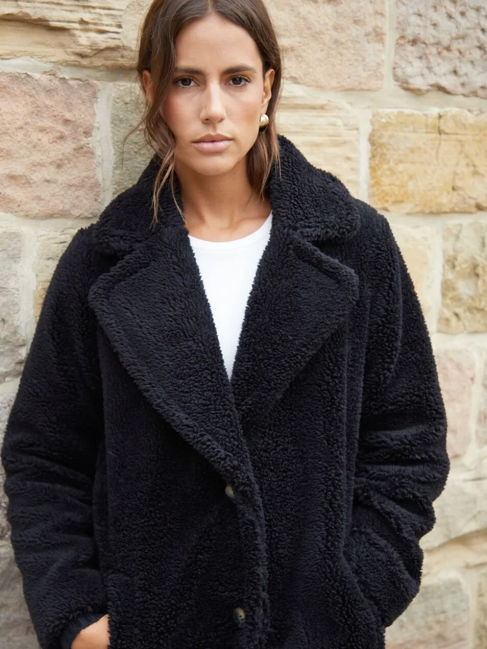 Zwart - Threadbare lange jas met borg