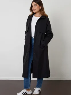 Zwart - Threadbare Longline Hooded Trench Coat