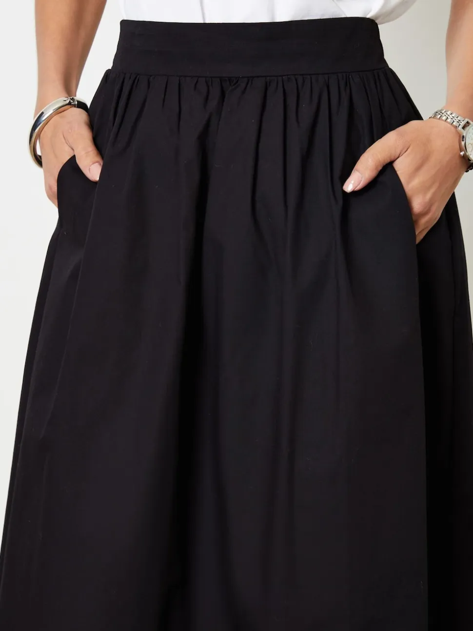 Zwart - Threadbare Midi rok met zakken