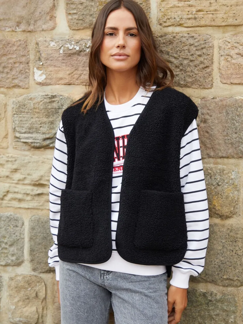 Zwart - Threadbare omkeerbaar gilet met borg