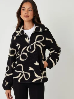 Zwart - Threadbare Quarter Zip Fleece