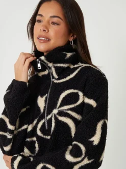 Zwart - Threadbare Quarter Zip Fleece
