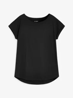 Zwart - T-shirt met kapmouwtjes