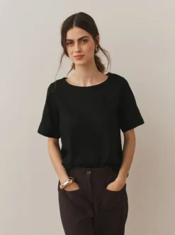 Zwart - T-Shirt With Linen