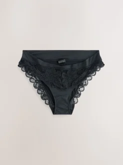 Zwart - Ultiem comfort slip met hoge beenuitsnijding en kanten achterkant