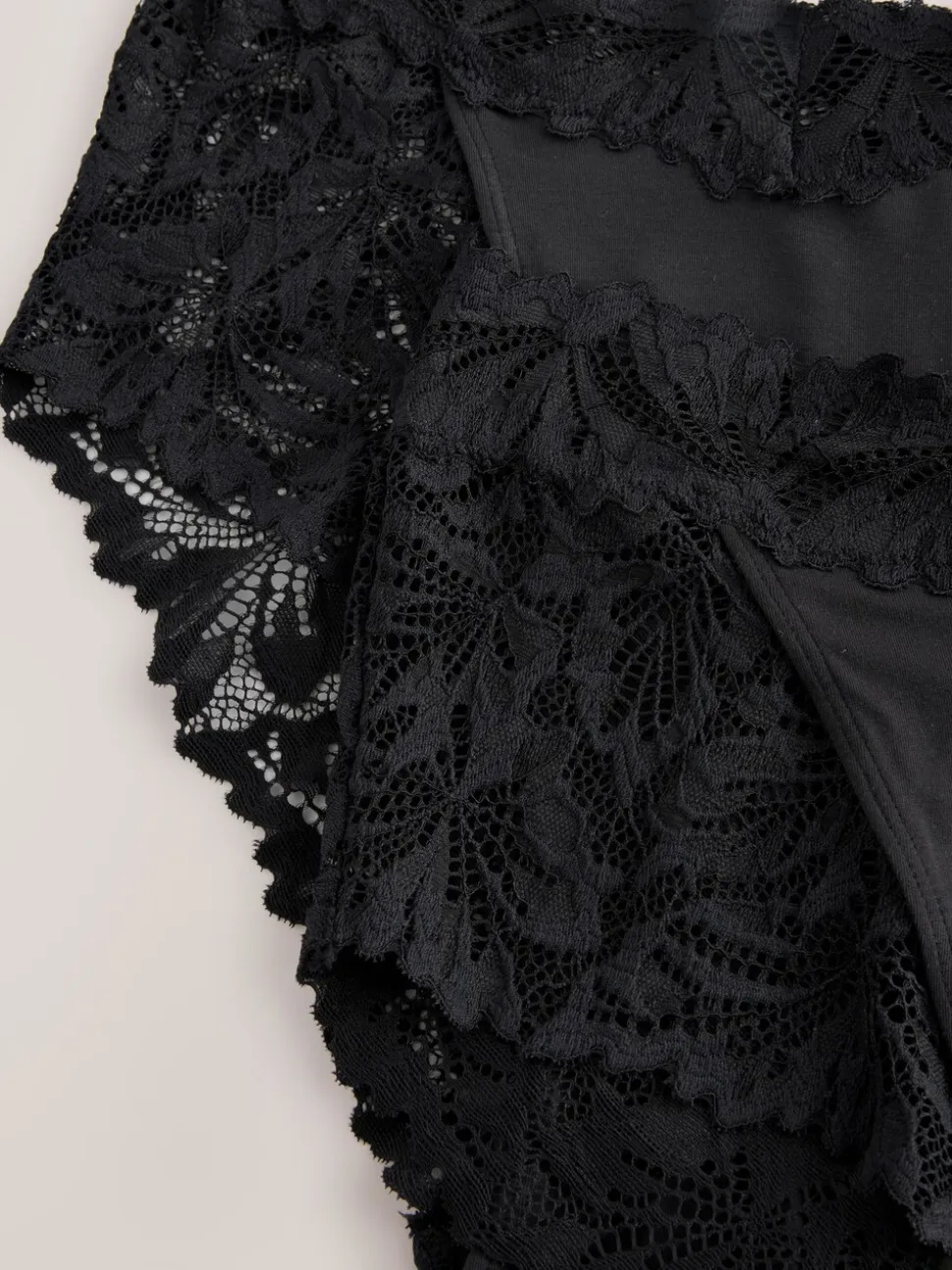Zwart - Ultimate Comfort kanten slip verpakking van 2