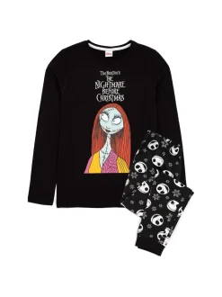 Zwart - Vanilla Underground Disney The Nightmare Before Christmas meerkleurige damespyjama met lange mouwen en pijpen van 100% katoen