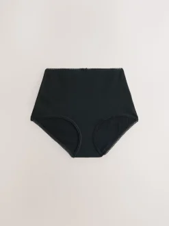 Zwart - Verpakking van 7 geribbelde katoenen slips