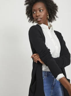 Zwart - VILA Long Sleeve Lightweight Knit Cardigan