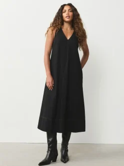 Zwart - V-Neck Sleeveless Maxi Dress