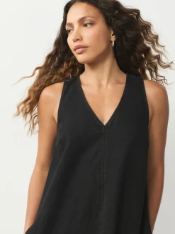 Zwart - V-Neck Sleeveless Maxi Dress