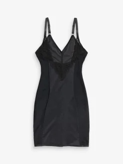 Zwart - Wear Your Own - Beha-slipdress van kant met krachtige buikcorrectie