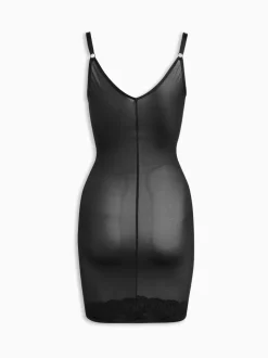 Zwart - Wear Your Own - Beha-slipdress van kant met krachtige buikcorrectie