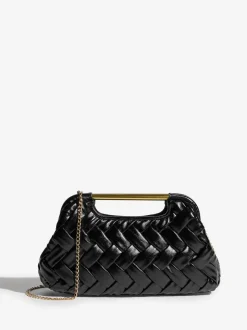 Zwart - Weave Grab Handle Clutch Bag