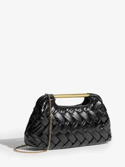 Zwart - Weave Grab Handle Clutch Bag