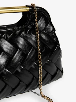 Zwart - Weave Grab Handle Clutch Bag