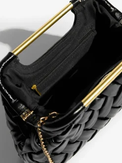 Zwart - Weave Grab Handle Clutch Bag
