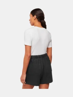 Zwart - Whistles linnen short met elastische tailleband