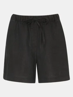 Zwart - Whistles linnen short met elastische tailleband