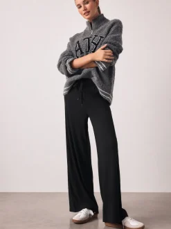 Zwart - Wide Leg Jersey Joggers