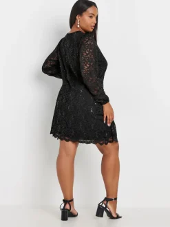 Zwart - Yours - Curve - Kanten midi-jurk